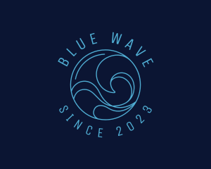 Blue Surfing Wave  logo design