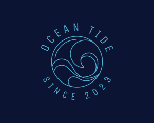 Blue Surfing Wave  logo design