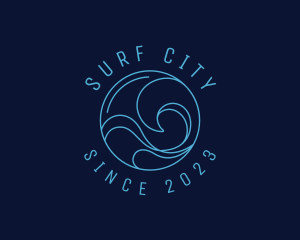 Blue Surfing Wave  logo design