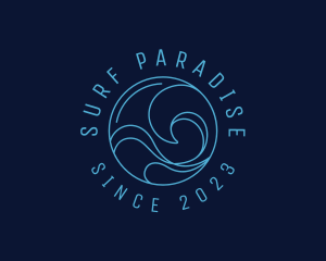 Surf - Blue Surfing Wave logo design
