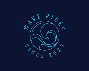 Surfer - Blue Surfing Wave logo design