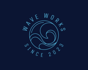 Blue Surfing Wave  logo design