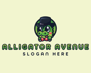 Alligator - Cute Gentleman Crocodile logo design