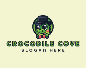 Crocodile - Cute Gentleman Crocodile logo design