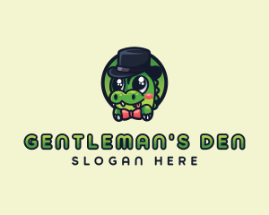 Cute Gentleman Crocodile  logo design