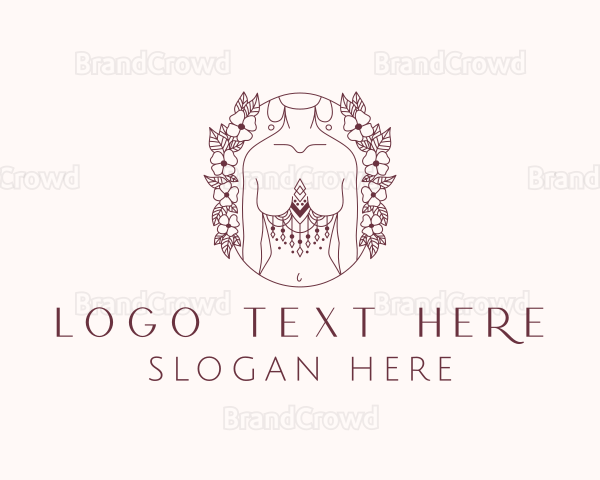 Floral Sexy Tribal Woman Logo