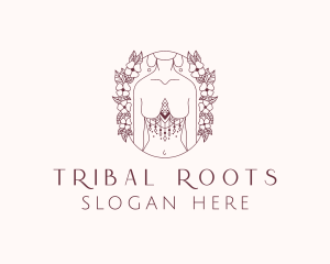 Floral Sexy Tribal Woman  logo design