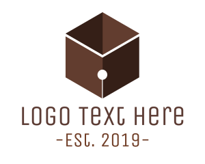 Write - Brown Pen Cube logo design