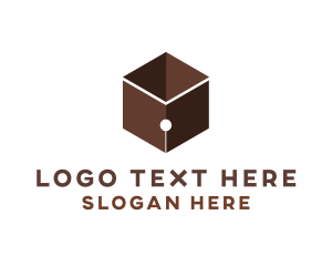 School - Hexagon Pen Cube logo design