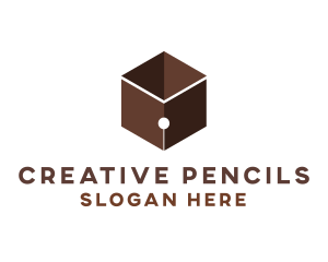 Hexagon Pen Cube logo design