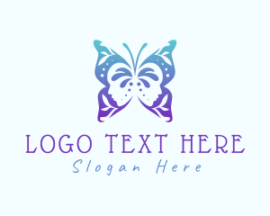 Wings - Floral Face Butterfly logo design