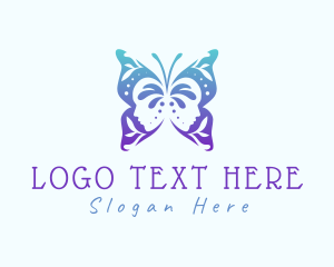 Woman - Floral Face Butterfly logo design