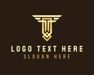 Wing - Business Pillar Letter T logo design