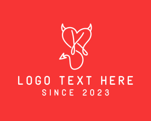 Horns - Naughty Devil Heart Letter K logo design