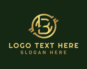 Blockchain - Golden Crypto Money Letter B logo design