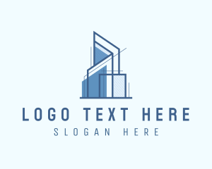 Scaffolding - Blue Building Architect logo design