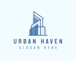 Blue Building Architect logo design