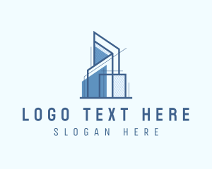 Blue Building Architect Logo