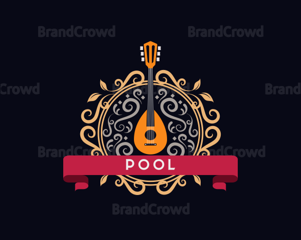 Elegant Musical Mandolin Ornament Logo