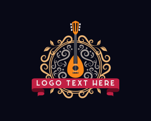 Vintage - Elegant Musical Mandolin Ornament logo design