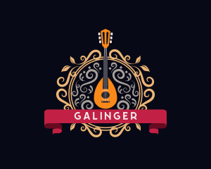 Elegant Musical Mandolin Ornament Logo