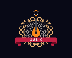 Elegant Musical Mandolin Ornament Logo