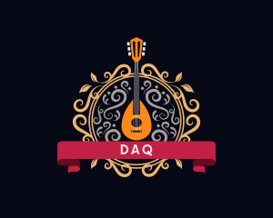 Elegant Musical Mandolin Ornament Logo