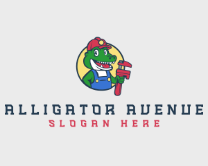 Wrench Plumbing Alligator logo design