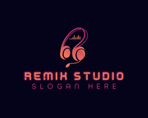 DJ  Headphones Studio logo design