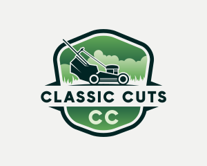 Grass Cutting Gardener Mower logo design