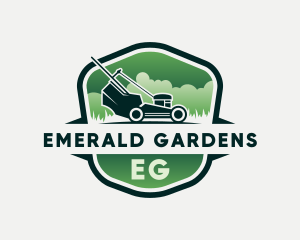 Grass Cutting Gardener Mower logo design