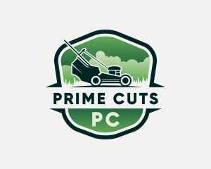 Grass Cutting Gardener Mower logo design