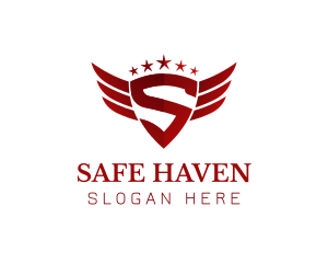 Flying Shield Wings logo design