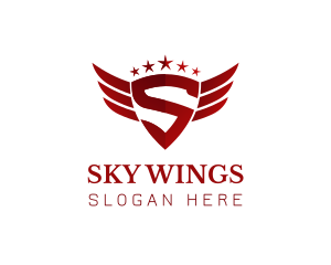 Flying Shield Wings logo design