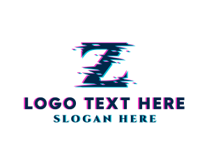 Anaglyph - Glitch Tech Letter Z logo design