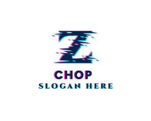 Online - Glitch Tech Letter Z logo design