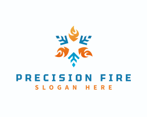 Fire Snowflake Hvac logo design