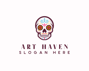 Decorative Art Skull logo design