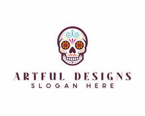 Decorative Art Skull logo design