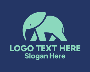 Teal Elephant Silhouette logo design