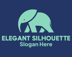 Teal Elephant Silhouette logo design