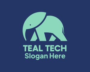 Teal - Teal Elephant Silhouette logo design