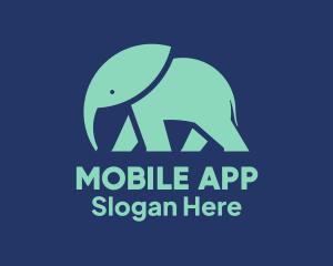 Teal Elephant Silhouette logo design