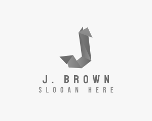 Digital Origami Letter J logo design