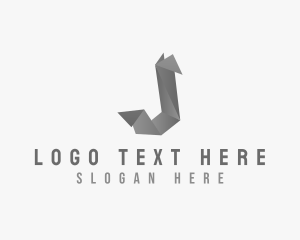 Paper - Digital Origami Letter J logo design