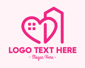 Pink - Pink Love Building logo design