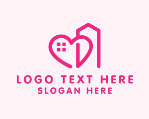 Line - Heart Love Building logo design