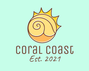 Sun Beach Sea Shell  logo design