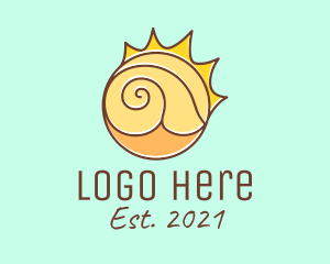Beach - Sun Beach Sea Shell logo design