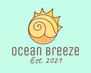 Sun Beach Sea Shell  logo design